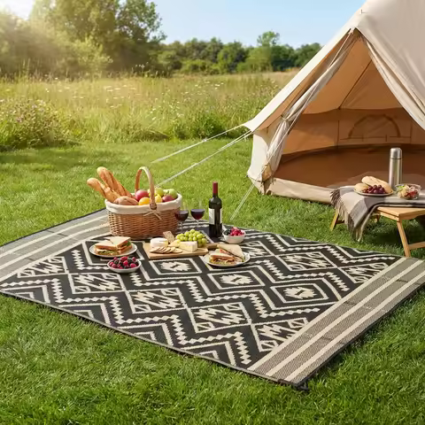 Rug for Patio Clearance,5'x8' Waterproof Mat,Reversible Plastic Camping Rugs,Rv,Porch,Deck,Camper,Ba