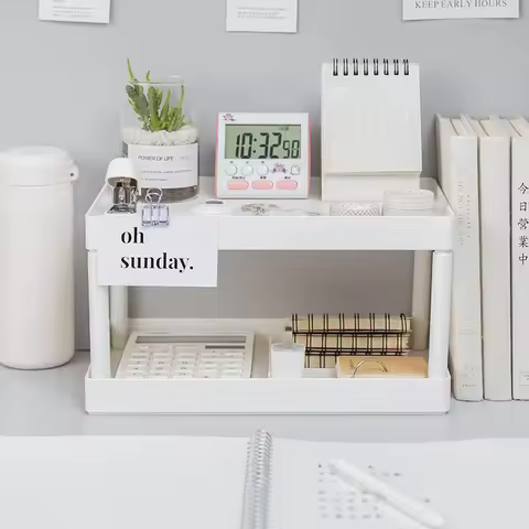 Multifunctional Shelves Double-layer Storage Shelf Desktop Storage Rack Plastic Desk Shelves Cosmeti