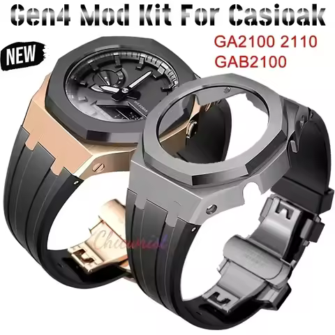 Gen4 Mod Kit For Casioak GA2100 GA2110 Stainless Steel Metal Bezel Rubber Strap for Casioak GAB2100 