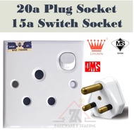 [SIRIM APPROVED] 15A Socket Aircond Heater Socket Round Head Plug Socket Soket Plug untuk Aircon Air