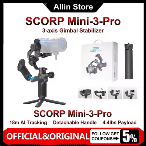 FeiyuTech SCORP Mini 3 Pro Gimbal with AI 4.0 Tracking Detachable Remote Handle for Mirrorless Camer