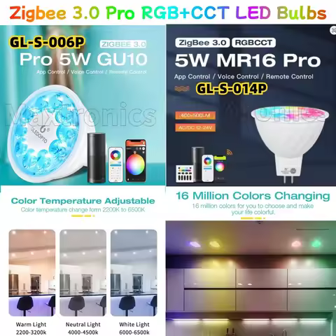 5W Zigbee 3.0 Pro RGB+CCT LED Bulbs GL-S-006P/GL-S-014P Tuya Smart Life APP Alexa Conbee 2.4G RF Rem