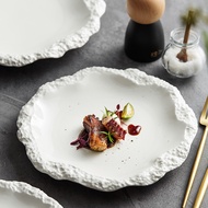 Rock Pattern Skirt Plate Dish Household Ceramic Flat Shallow 2025 Hotel Tableware ins Style Swing AR