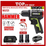 WORX WU131 Cordless Impact Drill Cordless Drill Brushless Cordless Drill With Brushless Motor Pemutar Skru Tanpa Wayar