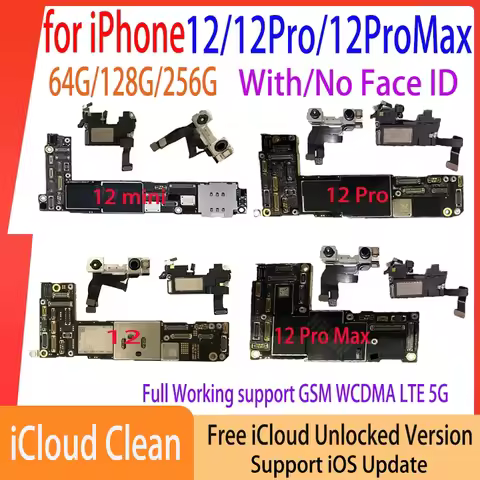 Motherboard For iPhone 12 Pro Max Support Update Clean ICloud Unlocked Plate Main Board With Face ID
