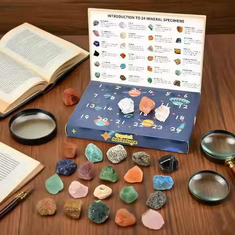 Christmas Advent Calendar 24pcs Crystal Mineral Green Gift Box Blind Crafts Geography Science Holida