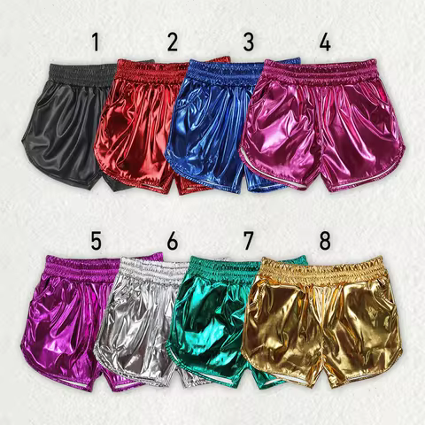 SS0410 Wholesale kids clothes girl shorts Shiny leather green shorts Summer children clothing shorts