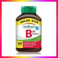 Jamieson - 200粒超值裝 天然維他命 B 雜 B50 超值加量裝 200 粒 抗疲勞增強體能 減肥促進新陳代謝 平行進口 (參考效期: 01/2026*)