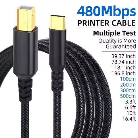 USB B to USB C Printer Cable,Plug And Play,Nylon Braided Fast Charging Cord for HP,Canon,Epson,Lexma