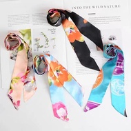 Tudung kecil fesyen Korea yang diikat sebagai beg tangan, scarf sutera kecil, riben kecil