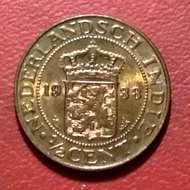 Uang Koin 1/2 Cent N.E Indies Era Ratu Wilhelmina Tahun 1938 Keydate