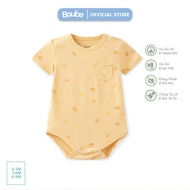 Bộ liền thân bodychip cúc bấm vai họa tiết cam cho bé Boube vải sợi tre Bamboo mềm mịn - Size 0-9M