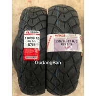 (PACKAGE OF 2 STYLO TIRES - Ring 12) K761 110 90 12 and 130 80 12 KENDA TUBELESS SEMI TRAIL FREE VAL