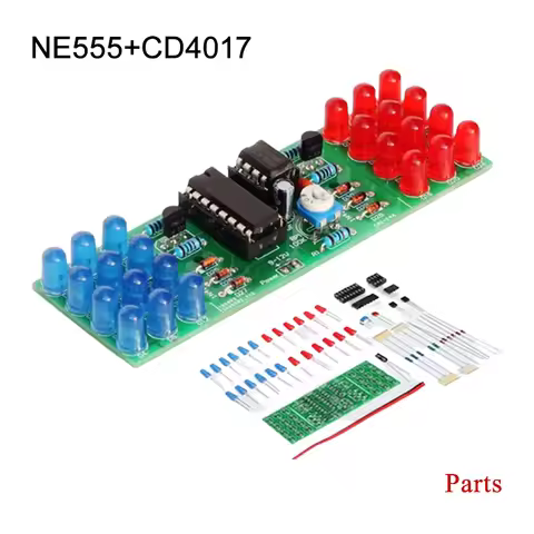 IC LED Red Blue Double Color Flashing Lights DIY Kit Strobe NE555+CD4017 DIY Electronic Welding Prac