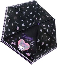 Kuromi - 日本版Sanrio Kuromi 雨傘 可羅米 摺疊傘 縮骨遮 Black 53cm 兒童安全折疊傘輕巧 平行進口