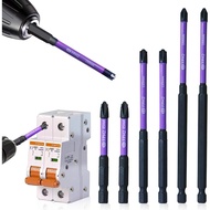 Set Bit Pemutar Skru Elektrik, Bit Pemutar Skru 1/4” Hex-Shank S2 Steel FPH2 untuk Juruelektrik, 6PC