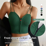 Seamless Front Zipper Sports Bras Women Beauty Back Tube Tops Adjustable Belt U Shape Backless Underwear Yoga Vest Female