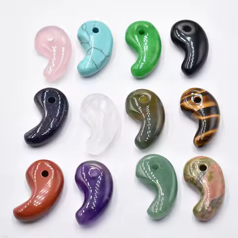 Wholesale 12pcs/lot fashion natural stone amethyst rose quartz magatama charm pendants for jewelry m