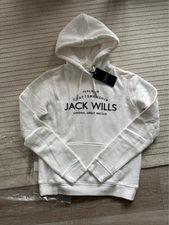 全新 英國 Jack Wills JW White 白色 黑色 黑色字 Black & White 刺繡 Logo Pullover Hooded Hoodie Jacket 女裝 連帽 衛衣 套頭 