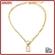 AIRUIFU Geometric Pendant Necklace, Chains Design Trapezoidal Shape OT Buckle Chains,  Minimalist St