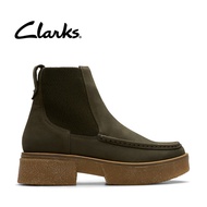 Clarks Womens Linoso Top Chelsea Boots - Dark Green Nubuck