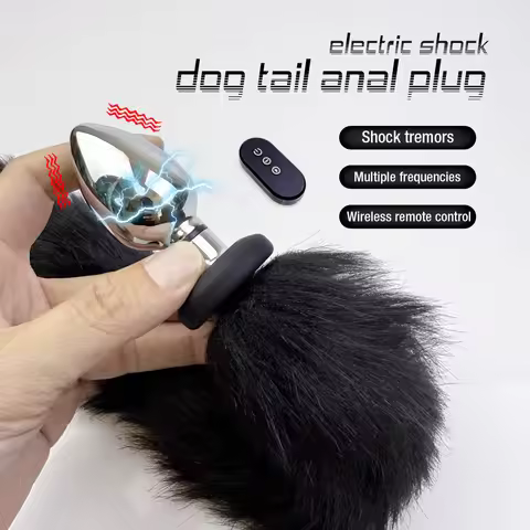 1set, Electric Shock dog tail Anal Plug, Vibrating butt plug, G-spot masturbation, Passionate party,