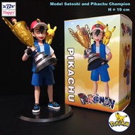 Model Figures Pokémon Satoshi and Pikachu Win Champion Get Cup Size 19 cm.