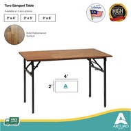Turo Foldable Banquet Table (2' x 4')(Brown Rubberwood)