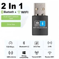 USB WiFi Bluetooth Adapter 150Mbps 2.4GHz 2 In 1 External Receiver Transmitter RTL8723