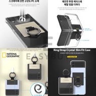 🇰🇷 Korea National Geographic Samsung Galaxy Z Flip4 Beige Black Ring Strap Crystal Slim Fit Case 韓國 國家地理 三星 米色 黑色 Z Flip 4 ZFlip4  超薄 透明 摺機 手機保護套 連扣款式 最新款式 正貨 韓國空運到港