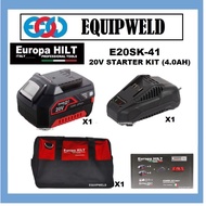 Europa Hilt E20SK-41 STARTER KIT SET (20Vx4.0AH + 20V FAST CHARGER + TOOL BAG) E20AG EBL20AG E20HD E
