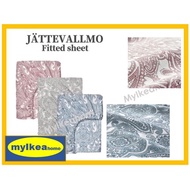 IKEA JATTEVALLMO Fitted Bedsheet Limited Edition Light Grey, Light Blue and Dark Pink