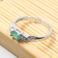 New fashion natural emerald ring 3 mm * 6 mm genuine emerald silver ring sterling silver emerald engagement ring for woman