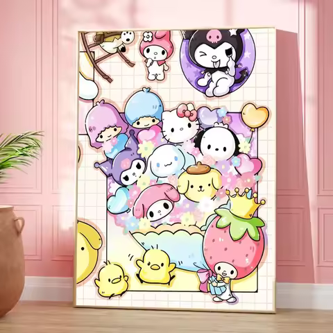 Sanrio Full 5D DIY Diamond Painting Kuromi New Arrivals Diamond Mosaic Cartoon Embroidery Hello Kitt