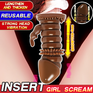 【Free Lubricant】Brown Robust Spike Extender Cock Penis Sleeve for Men Big Particles Dotted Ribbed Dick Enlarger Penis with Spike and Bolitas Vaginal Dick Sex Penis Toy for Men