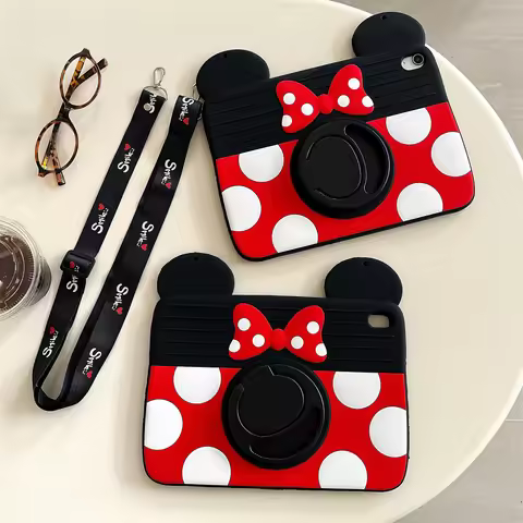 For IPad Air 1 2 3 4 5 6 10.9 Pro 11 10 9 8 7th A16 Child Case Cute 3D Cartoon Minnie Silicone Table