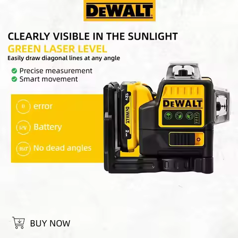 Dewalt DW089LG 12v 12 Line Laser Level Unit 3 Sides*360 Degree Vertical Self Levelling Green Profess