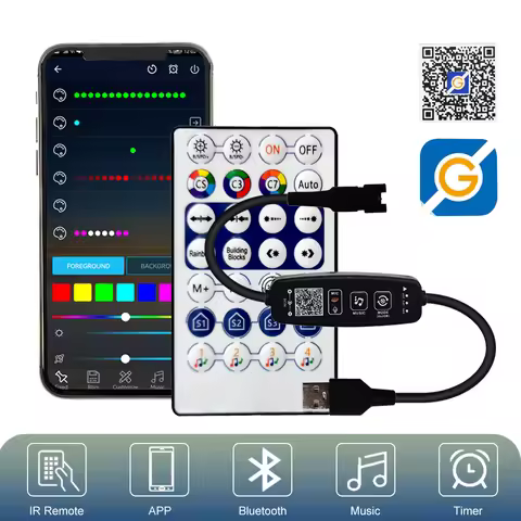 DC5-24V 28Key Button Controller IR Remote Bluetooth Mic Music For 3Pin Addressable Individually 5050