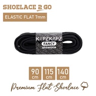 SHOELACE 2 GO ELASTIC RUBBER FLAT SHOELACES - FLAT SHOELACE ELASTIC 7MM - EF7 - B1 - BLACK - 90CM 11