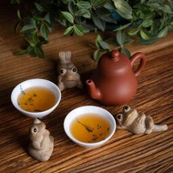 DTB9木魚 佛系禪蛙青蛙茶寵 手工陶瓷茶盤擺件可養粗陶茶玩功夫茶