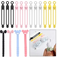 1/5PCS Cute Cartoon Cable Ties Reusable Silicone Cable Straps Cord Fastening Buckle Home Office Cord Organizer Wire Organizer for Earphone Phone Charger Mouse