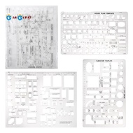 Drafting Tools and Ruler Shapes for Architecture - Set of 3 for House Plan Furniture Kitchen, Buildi