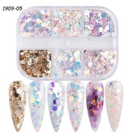 66 grids Nail Glitter Brilliant Irregular Glitter AB Color Transparent Laser Heart-Shaped Star Nail 