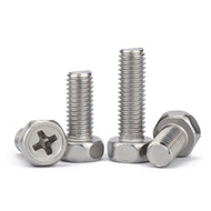 [WDY] 304 Stainless Steel Phillips Hole Outer Hexagon Screw Bolt Hexagon Screw M1.6M2M3M4M5 =