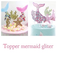 Topper Cake Mermaid Ulang Tahun / Hiasan Kue Ulang Tahun Mermaid