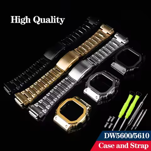 High Quality Modified Stainless Steel Strap Case For Casio DW-5600 DW5600/5610 GW-B5600 GWM5610 Set 