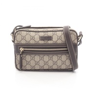 【二手】Gucci GG Supreme 單肩背包 201447 米色 PVC 塗層帆布皮革單背包 女士二手 B