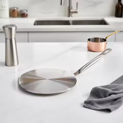 Induction Adapter Plate with Detachable Handle Stainless Steel Induction Plate Adapter Magnetic Long