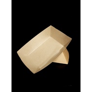 Brown kraft paper tray for hotdogs, 11x17x4.5cm 18oz 550ml