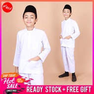 KM Boy Size 24-40 Baju Melayu Ready Stock Cotton Licin Sekolah Agama Islam Non Iron School Uniform B